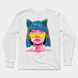 Overdrive vintage girl - Digital drawing - Color Long Sleeve T-Shirt